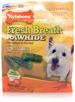 Nylabone Fresh Breath Rawhide Chlorophyll & Parsley - Beef (32 regular sticks)