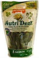 Nylabone Nutri Dent Edible Dental Brush Chews-MEDIUM (8 Per Pouch / 7.6 oz)