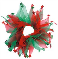 Holiday Party Collar - Xmas Red & Green Stars - Small (10")