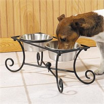 Pet Studio Wrought Iron Diner w/2 Bowls - 3 Quart