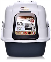 Petmate Deluxe Hooded Pan Set with Microban Jumbo - Pearl White/Dark Gray, Breeze