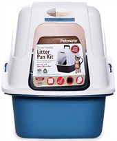Petmate Deluxe Hooded Pan Set with Microban Large - Pearl White/Dark Gray, Breeze