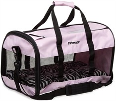 Petmate Plush Soft Side Kennel Cab Large upto 15lbs - Pink/Zebra