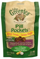 Feline Greenies Pill Pockets Duck & Pea Allergy Formula for Cats (1.4 oz)