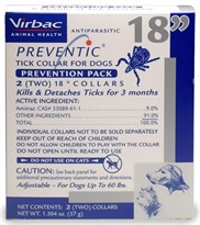 2 PACK Preventic Tick Collar 18" for Dogs up to 60 Lbs