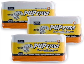 3 PACK PUP'sters Disposable Diapers L (36 Diapers)