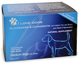 Glucosamine and Chondroitin with Green Tea and Reishi - Medium Dogs (30 Tablets)