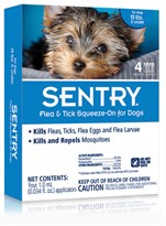 4 Month SentryPro Squeeze-On Flea & Tick BLUE for Dogs under 15 lbs