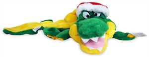 Squeaker Mat Dog Toy - Long Body Alligator w/ Hat