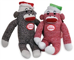 Christmas Sock Monkey Dog Toy 10" (Assorted)