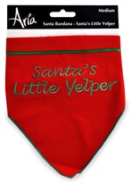 Aria Santa Bandana - Santa's Little Yelper Bandana Medium - Red