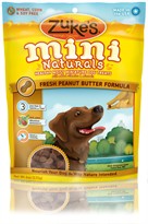 Zuke's Mini Naturals Moist Miniature Treats For Dogs - PEANUT BUTTER (6 oz)