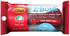 Zukes Z-Bones Edible Dental Chews Mini Clean Cherry Berry (0.5 oz)