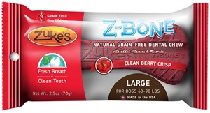 Zukes Z-Bones Edible Dental Chews Large Clean Cherry Berry (2.5 oz)