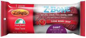 Zukes Z-Bones Edible Dental Chews Giant Clean Cherry Berry (5.25 oz)