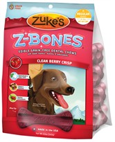 Zukes Z-Bones Edible Dental Chews Regular Clean Cherry Berry - 8 ct (12 oz)